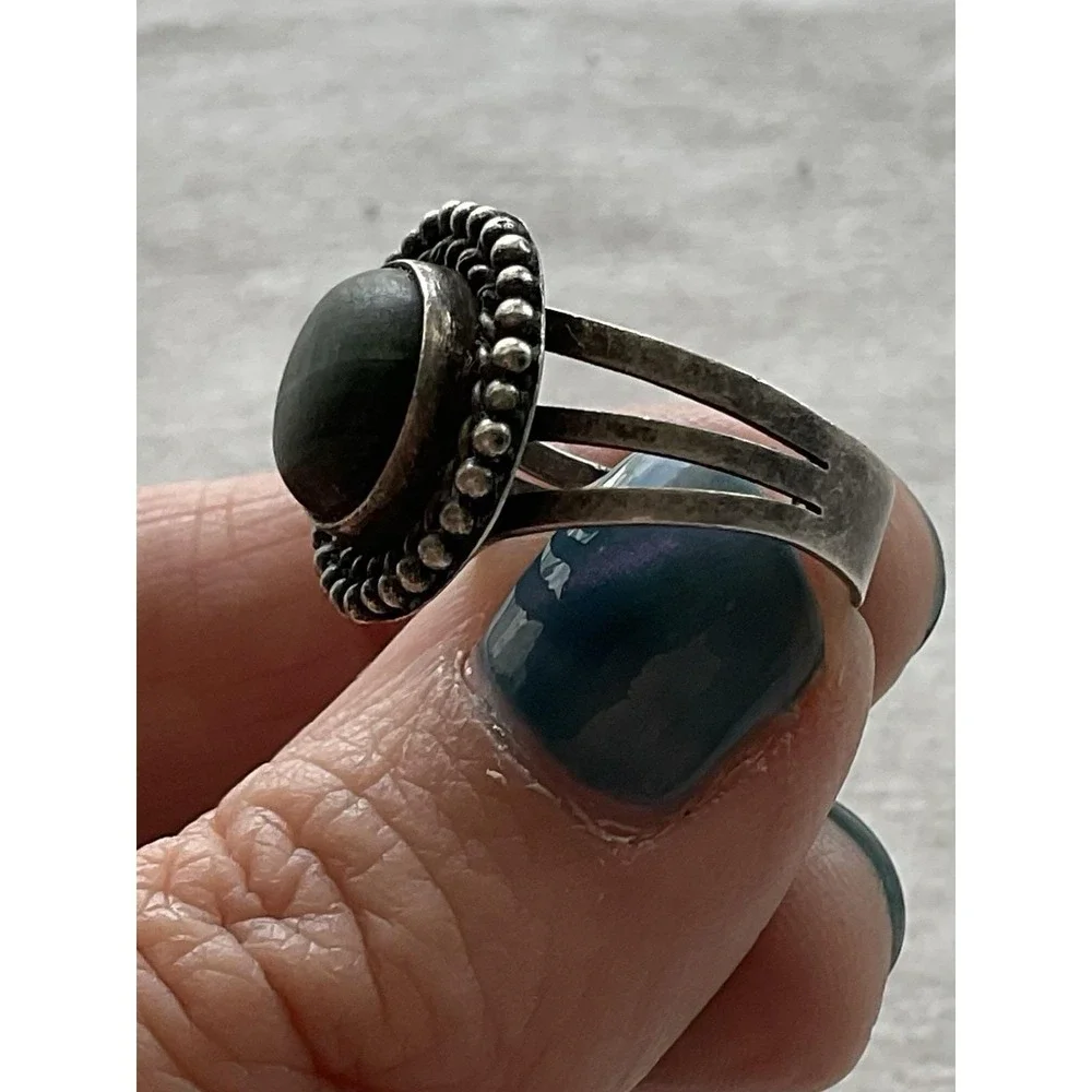 vintage Southwestern sterling silver ring Green Malachite Size 7.75